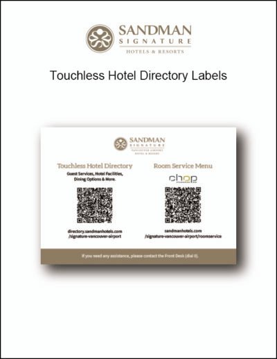 Signature Touchless Hotel Directory Labels