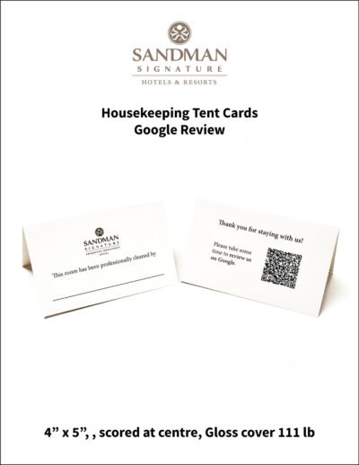 Signature Google Review Housekeeping Tent Cards 4 x 5