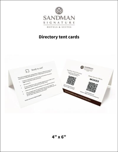 Signature Touchless Hotel Directory Room Tent Cards