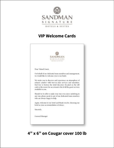 Signature VIP Welcome Cards